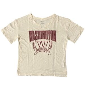 NFL Womens Crew Neckline Puff Graphic Print Short Sleeve Tee Beige Size L